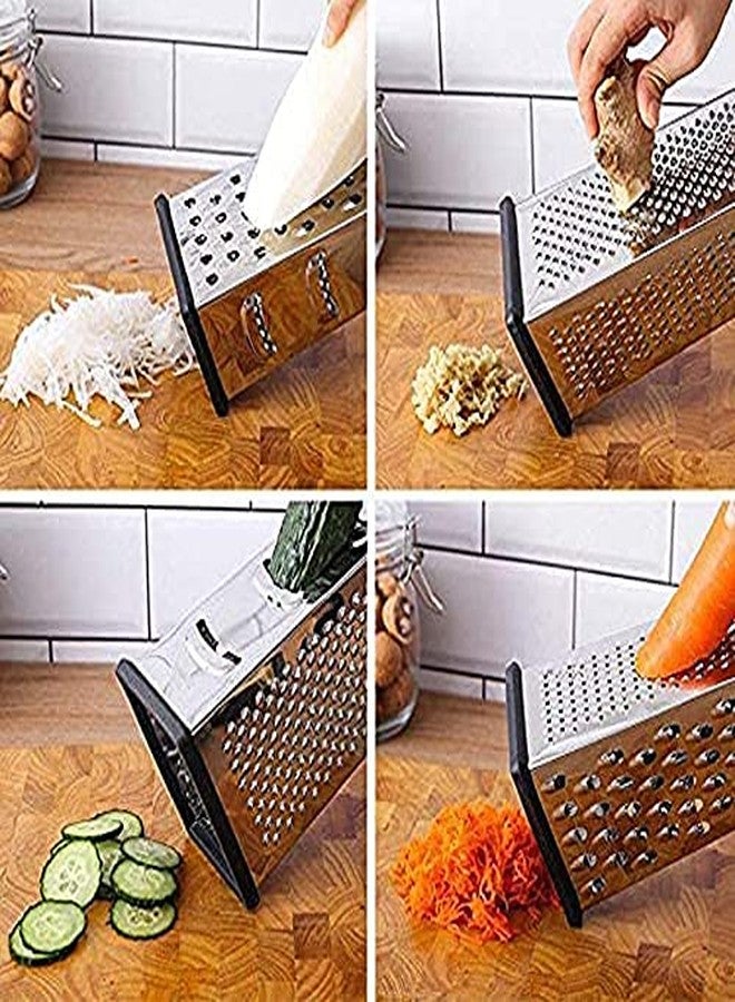 ELEXIQ Multi Purpose 4 Side Stainless Steel Grater Vegetable Chopper Slicer Kitchen Cutter, Shredder for Cheese & Vegetables (Multi) - Image 4